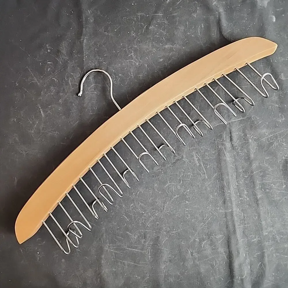 Wooden Belt Closet Hanger 12 Hooks - Necktie Scarfs
